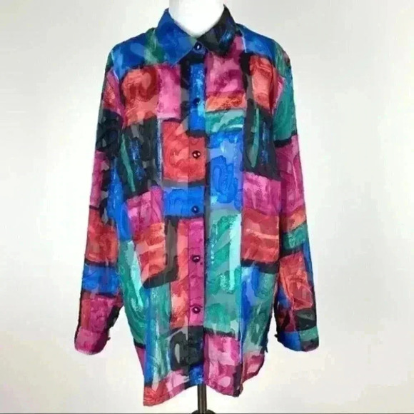Clothes womens top size 1X multicolored Paisley - Picture 3 of 10